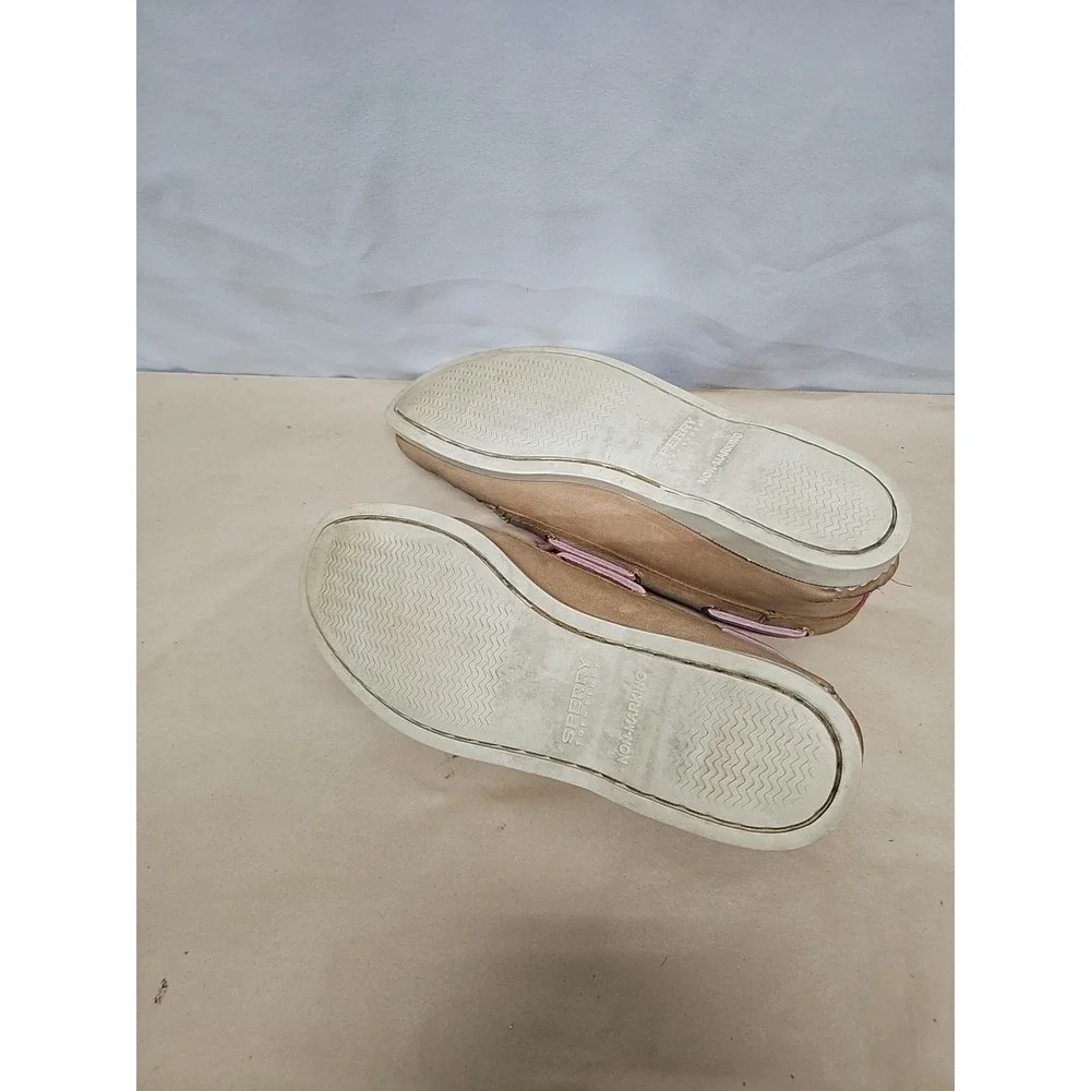 Sperry Topsiders Brown with Pink and‎ Green Stripe sz 8